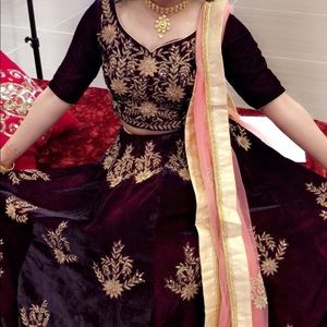 Velvet Indian wedding dress two piece